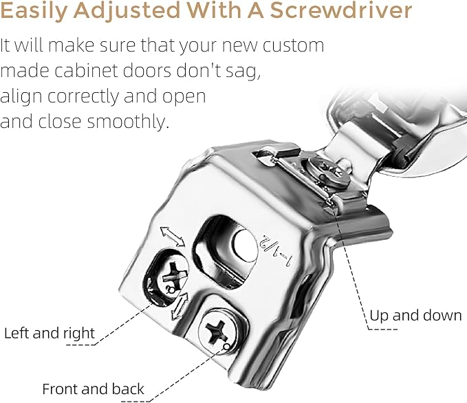 Ravinte 20 Pack 10 Pairs 1-1/2 inch Overlay Soft Close Hinges for Kitchen Cabinet Hinges Satin Nickel Hidden Hinges Stainless Steel Concealed Hinge self Closing