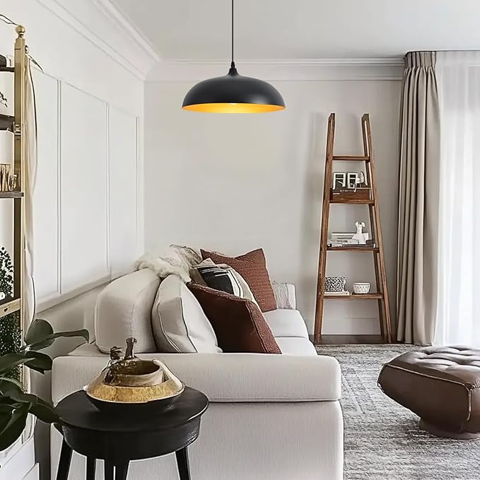 Large Pendant Light Fixtures Ceiling Hanging, 13.7" Dome Pendant Lights,Black Pendant Lighting Fixture,Adjustable Pendant Lamps for Hallway,Farmhouse,Dining Room,Living Room