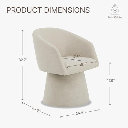 KISLOT Swivel Dining Chairs Modern Accent Armchair Side Deskchair for Diningroom Vanity Bedroom Livingroom Reading Room,Linen,1 Box