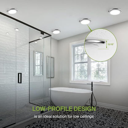 ASD 6 Pack LED Disk Lights 6 Inch, 15W 5CCT 2700K-5000K 1245LM CRI90+, Dimmable Flush Mount Ceiling Light Fixture, Low Profile Surface Mount Disc, Junction Box or Recessed Can Install, UL Energy Star