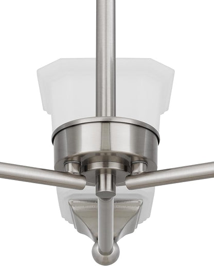 Tawson Nox 3-Light Chandelier Pendant Ceiling Light Brushed Nickle White Glass Shade Adjustable Height for Hallway, Entryway, Passway, Dining, Bedroom, Kitchen, Balcony Living Room