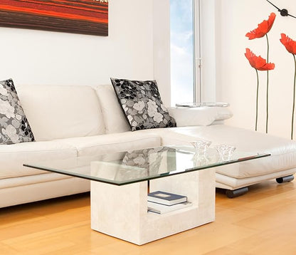 44" x 84" Tempered Glass Table Top with 1/2" Thickness, Beveled Polished Edge and Safety Corners Clear Surface Replacement for Dining, Coffee or Office Tables Scratch Resistant by Fab Glass and Mirror