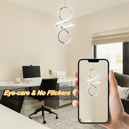 MAYNA Modern Kitchen Island Lights, 4000K LED Dining Room Light Fixture, 18W Adjustable Height Modern Led Chandelier for Kitchen Bedroom Kitchen Island Cafe, 3 Pack (Chrome)