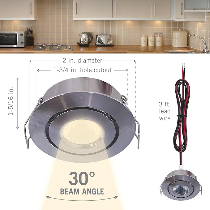 Armacost Lighting Swivel Recessed LED Light, Bright White Light (4000K), Matte White Finish 222318
