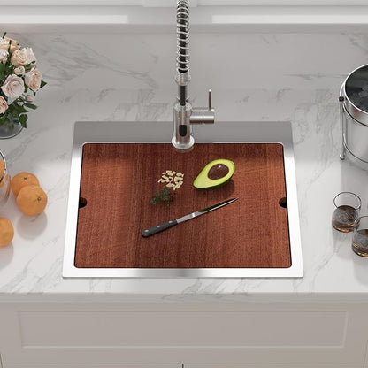 Sarlai Drop In Kitchen Sink - 21x20 Drop In Kitchen Sink Ledge Workstation 16 Gauge Stainless Steel Topmount Deep Single Bowl Over Counter Sinks Basin Round Corners