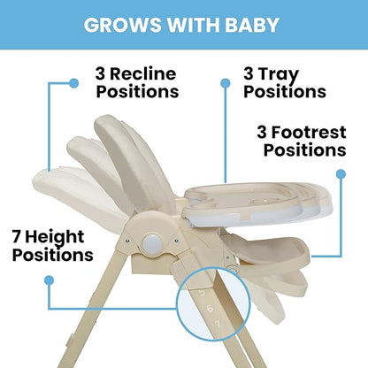 Little Folks by Delta Children 2-in-1 SlimFold High Chair for Babies and Toddlers, Cream