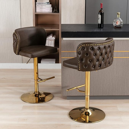 Modern Dining Chairs, Mid-Century Kitchen Table and Chairs with Sturdy Stable Construction, Easy Assembly for Dining Room, Home Pub and Kitchen Island,Brown-PU-2PC