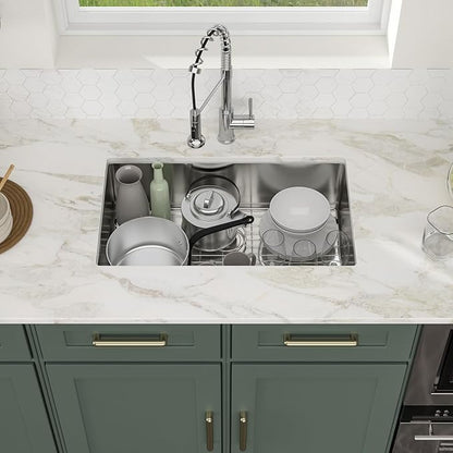 Logmey 30 Inch Undermount Kitchen Sink 30x18 Stainless Steel Sinks SUS304 16 Gauge Single Bowl Handmade Round corner Sinks 30x18x9