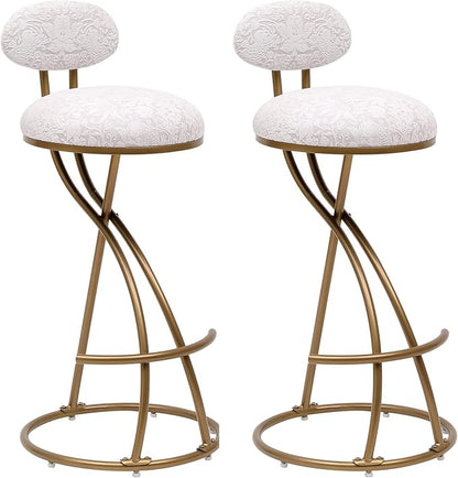 Bar Stools Upholstered Counter Height Barstools for Kitchen Island,Set of 2,Modern PU Leather Dining Chairs with Footrest