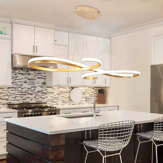 Gold Led Chandelier Dimmable Modern Chandelier for Dining Room Light Fixture Contemporary Led Pendant Light for Kitchen Island Lighting with Remote