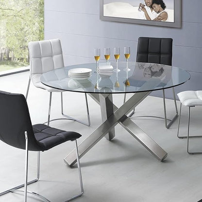 52" Clear Round Glass Table Top, Thick Tempered Glass with Smooth Polished Edge – Ideal for Kitchen, Living Room, Office or Patio Table Replacement