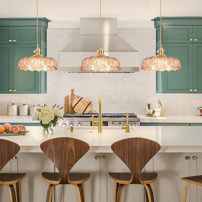 Pendant Light Fixtures,Finish Ceiling Hanging Lamp 9.4" E26 Vintage Green Glass Hanging Pendant Lights for Bedroom Living Room Hallway