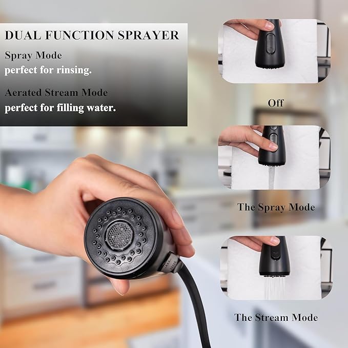 VCCUCINE Black Kitchen Faucet,Kitchen Faucets with Pull Down Sprayer for Kitchen Sink, Small High Arc RV Stainless Steel Single Handle Kitchen Sink Faucet for Farmhouse Camper Laundry Rv Bar