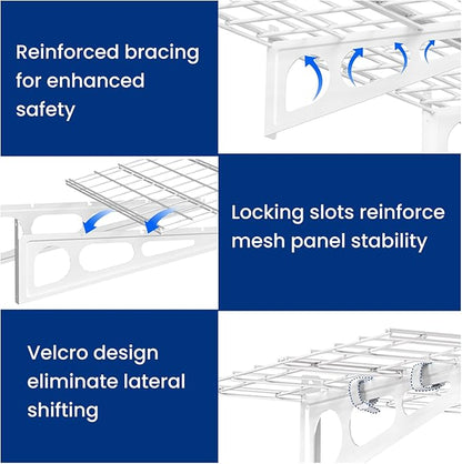 LEXIMOUNTS 2-Pack 2x4ft Garage Shelving with Hooks, 24-inch-by-48-inch Wall Shelf Garage Storage Racks Floating Shelves, White, Classic Series