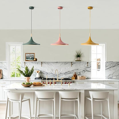 KCO Lighting Nordic Modern Macaron Pendant Light 3-Pack Farmhouse Barn Pendant Light Colorful Pendant Lighting Kitchen Island Lights Ceiling Hanging Over Island (Big)