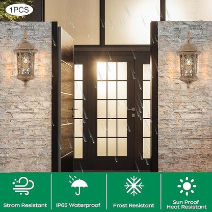 Outdoor Wall Light Fixtures, IP55 Waterproof Outside Wall Lantern Retro Exterior Wall Sconces Vintage Wall-Mounted Lights for Garage House Porch Doorway, E26 w/o Bulb
