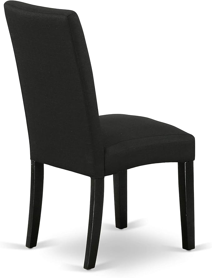 East West Furniture DRP1T24 Driscol Parson Chairs - Black Color Linen Fabric Padded Dining Chairs, Set of 2, Black