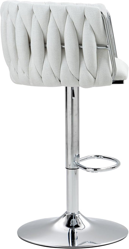 Gecheer 360° Swivel Bar Stools Set of 2, Adjustable Height with Woven Back & Footrest,for Kitchen Island, Cafe, Pub (Beige) for Indoor Living Rooms, Dining Rooms LYK-W2215P184992