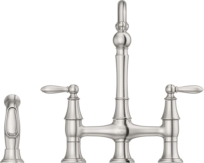 Pfister Courant Kitchen Faucet with Side Sprayer, 2-Handle, High Arc, Stainless Steel Finish, F0314COS