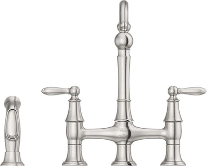 Pfister Courant Kitchen Faucet with Side Sprayer, 2-Handle, High Arc, Stainless Steel Finish, F0314COS