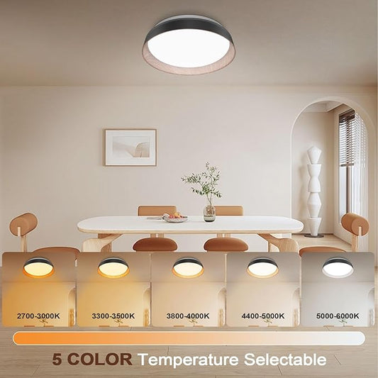 VIPMOON 13"/36W Flush Mount LED Ceiling Light, 5CCT 3000K-6000K Adjustable Super Bright Retro LED Light Fixture for Bedroom Kitchen Balcony Study Room Porch Bathroom Stairwell Hallway Office