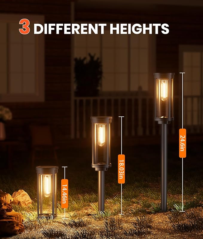 NEWMESSI 4 Pack Solar Pathway Lights Outdoor, Modern Super Brightness LED Solar Path Lights, IP65 Waterproof Garden Solar Powered Landscape Lighting for Outside Yard Garden Driveway Walkway Décor