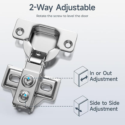 HOSOM 20 Pack 1/2" Overlay Soft Close Cabinet Hinges, Kitchen Door Hinges, Soft Close Hinges for Kitchen Doors, 100° Opening Angle, 2-Way Adjustment Cabinet Hinges Concealed