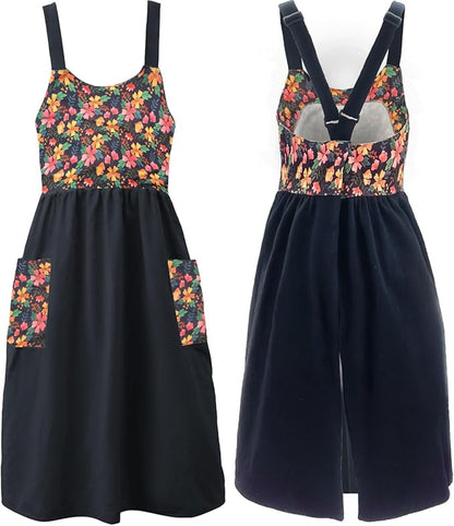 Uaussi Cotton Linen Apron Cross Back Work Apron for Women with Pockets Pinafore Dress X Cross Halter Apron for Chef Gardening