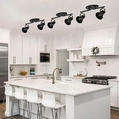KEESFU 2-Light Track Lighting Kit,Black Semi Flush Mount Ceiling Light with 2 Rotatable Light Heads,Industrial Accent for Livingroom,Bathroom,Hallway,Art Wall,Bathroom,Kitchen.(2-Light)