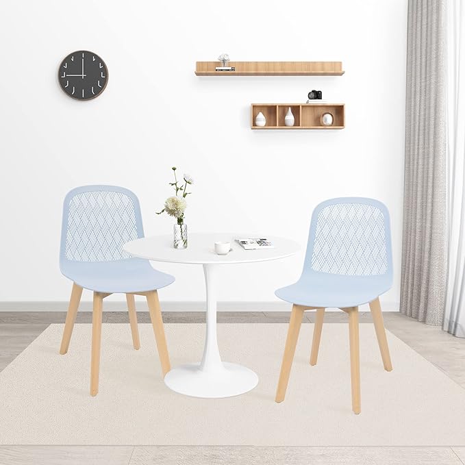 KM Legend Armless Modern Chairs with Wood Legs for Living, Bedroom, Kitchen,Dining,Lounge Waiting Room, Restaurants, Cafes, Set of 2…