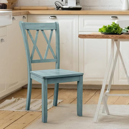 Giantex Set of 4 Dining Chairs, Rubber Wood Dining Room Chair, Farmhouse Dining Side Chairs, Max Load 400 Lbs, Wooden Kitchen Chairs for Home Kitchen, Dining Room