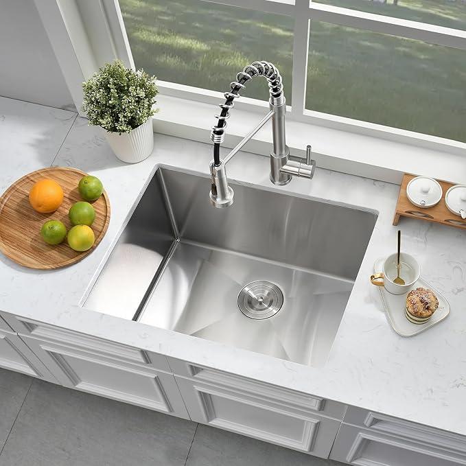 Undermount Laundry Sink with Faucet Combo-Bokaiya 24"x18"x12" Stainless Steel Undermount Laundry Room Sink 16 Gauge Utility Single Bowl Deep Kitchen Sink