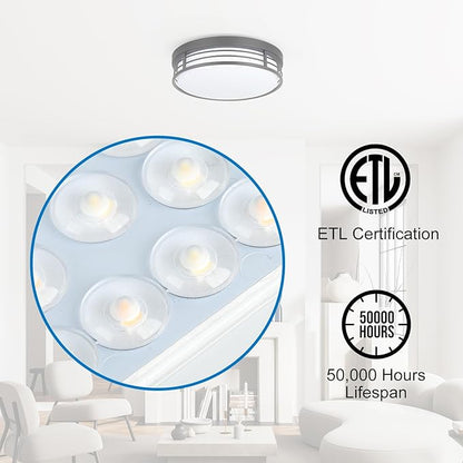 WISBEAM 10 Inch Matte Black Flush Mount Ceiling Light, 23W LED Ceiling Lighting Fixture with 5CCT(2700K/3000K/3500K/4000K/5000K), Dimmable LED Light Fixtures Ceiling Mount for Kitchen Bathroom Hallway