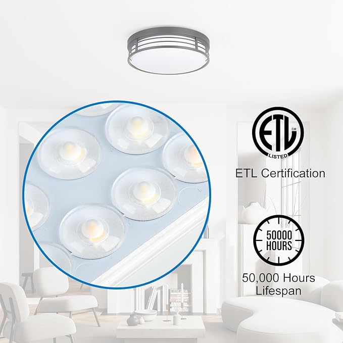 WISBEAM 10 Inch LED Ceiling Lighting Fixture, 23W Black Flush Mount Ceiling Light with 5CCT(2700K/3000K/3500K/4000K/5000K), Dimmable LED Light Ceiling Mount for Kitchen Bathroom Hallway, 2 Packs