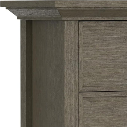 SIMPLIHOME Redmond Storage Cabinet - 39 inch Wide Solid Wood Medium Storage Cabinet in Farmhouse Grey, Transitional Accent Cabinet for Entryway or Living Room with 4 Drawers and Cabinet Storage