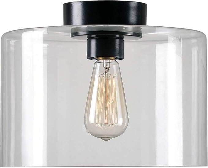 Kenroy Home Casual 1 Light Flush Mount Sm Pan ,9 Inch Height, 12 Inch Diameter with Blackened Oil Rubbed Bronze Finish