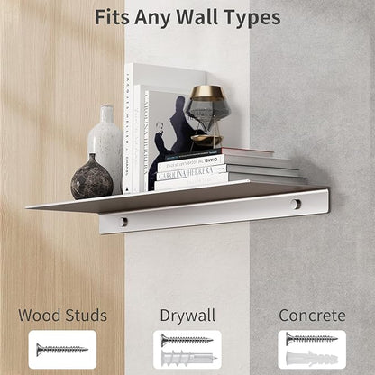 Danpoo Metal Shelf, Long Floating Shelf for Bathroom, 20" Display Shelves for Wall Storage, Grey