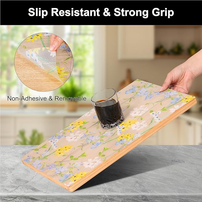 Cooyes Shelf Liner – Premium Non-Adhesive Cabinet & Drawer Liner for Kitchen – Waterproof Shelf Paper with Modern Pattern – Durable EVA Cabinet Mat – Easy to Cut （12" W x 240" L）