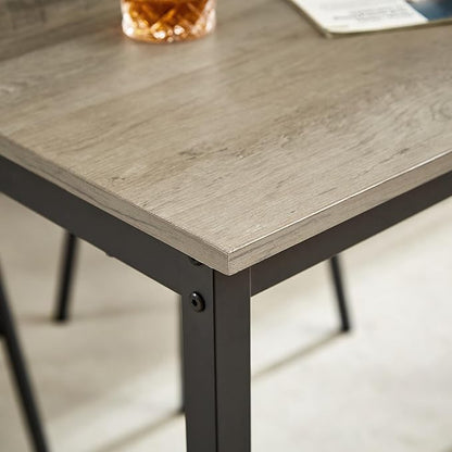 Pub High Dining Table Set 5 PCS Industrial Style Pub Table Set with 4 PU Leather Bar Chairs for Kitchen Breakfast Table Living Room Bar(Grey)