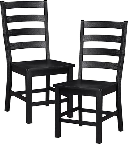 Lexicon Farmhouse Dining Chairs Set of 2, Kitchen Dining Chairs with Sturdy Solid Wood Frame, Legs, Footrest, High Ladder Back, Comfortable Classic Wooden Armless Side Seat, Easy Assembly, Black