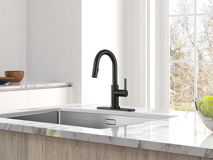 AguaStella AS32MB Matte Black Bar Faucet or Prep Kitchen Sink Faucet with Pull Down Sprayer and Single Handle