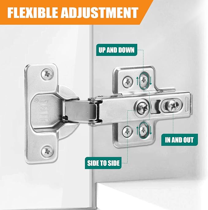 HBL' 10 Pack Soft Close Cabinet Hinges European Kitchen Cabinet Hinges for Frameless Cabinet Door, 35MM Quick Release Cup Hinges, 110° Half Overlay, 3D Adjustable and Slow Close Hinges