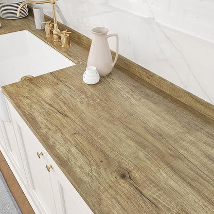 WESTICK 24" x 120" Wood Grain Contact Paper for Countertops Self Adhesive Wooden Wallpaper Peel and Stick Waterproof Wood Contact Paper Removable Wooden Look Wallpaper for Cabinets Tables Desk Vinyl