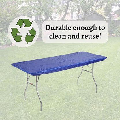 Kwik-Covers 6' Rectangle Plastic Table Covers 30" x 72", Bundle of 5 (Royal Blue)