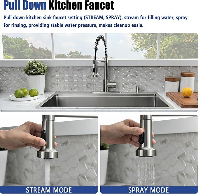 28x22 Drop In Kitchen Sink and Faucet Combo Set - 28 Inch Drop In Kitchen Sink Single Bowl, Stainless Steel 10 Inch Deep Workstation Drop-in Sinks with Accessories