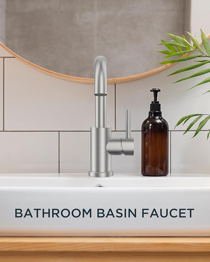 FORIOUS Black Bathroom Faucet 1 or 3 Hole Single Handle, Brushed Nickel Bathroom Sink Faucet 2 Pack, with cUPC Supply Line and Metal Pop Up Drain, Suitable for Bar RV Vanity