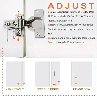 BESTEEL 100 Pack 1/2 inch Overlay Soft Close Cabinet Door Hinges for Kitchen Cabinet Hinge, 100 Degree Opening Angel, Stainless Concealed Kitchen Cabinets Hinge Self Closing with Drilling Tool &Manual
