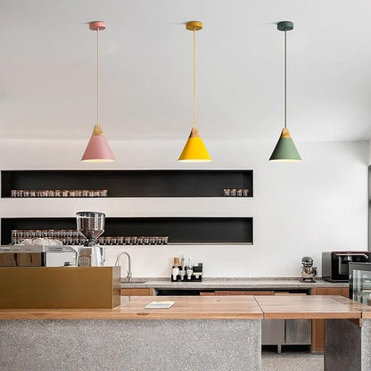 KCO Lighting Cone Pendant Lights Kitchen Island Small Pendant Light 3 Pack Barn Hanging Lights Indoor Nordic Pendant Lighting Pink Pendant Light Fixture
