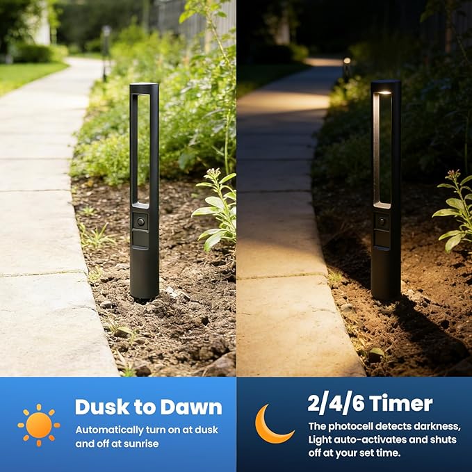 All-in-One Low Voltage Landscape Lighting Kit, 12-Pack Pathway Lights with Transformer Dusk to Dawn Outdoor Lighting 5CCT, IP66 Waterproof Landscape Lights with Connectors for Patio