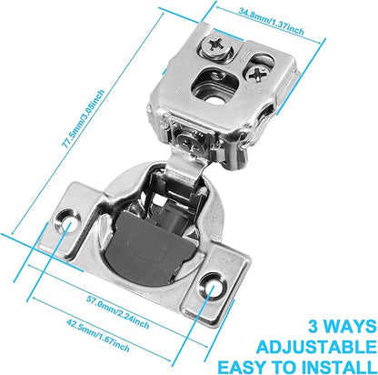 1 Inch Overlay Soft Close Cabinet Hinges, 6 Pack Slow Soft Close Hinges for Kitchen Cabinets Satin Nickel Hidden Self Closing Kitchen Cabinet Hinges for Cupboard